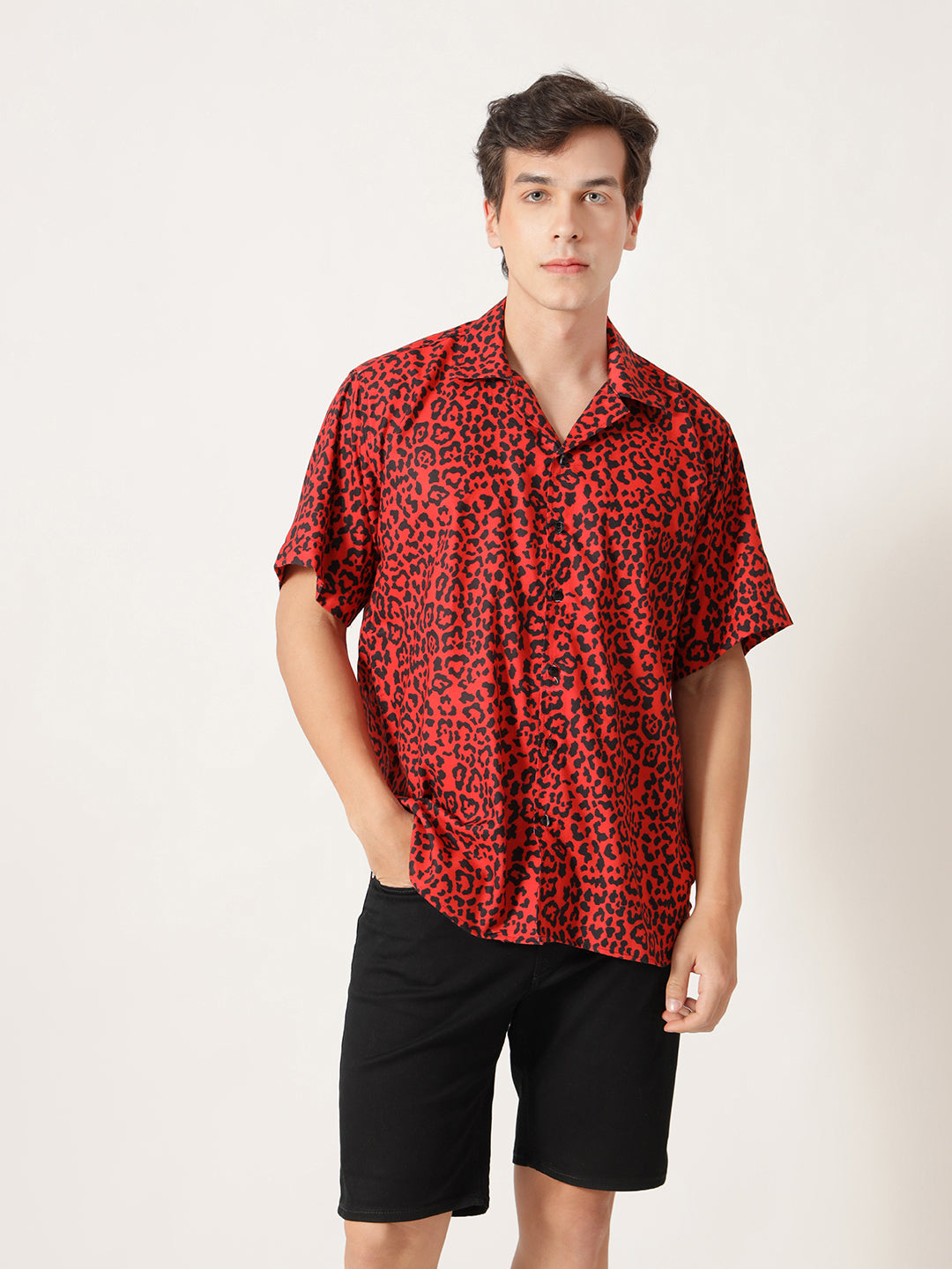 Unisex Red Leopard Aloha Shirt