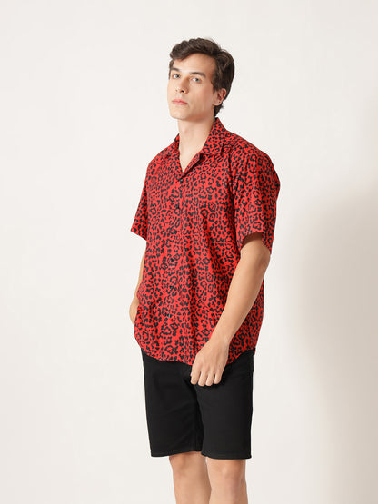 Unisex Red Leopard Aloha Shirt