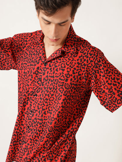 Unisex Red Leopard Aloha Shirt