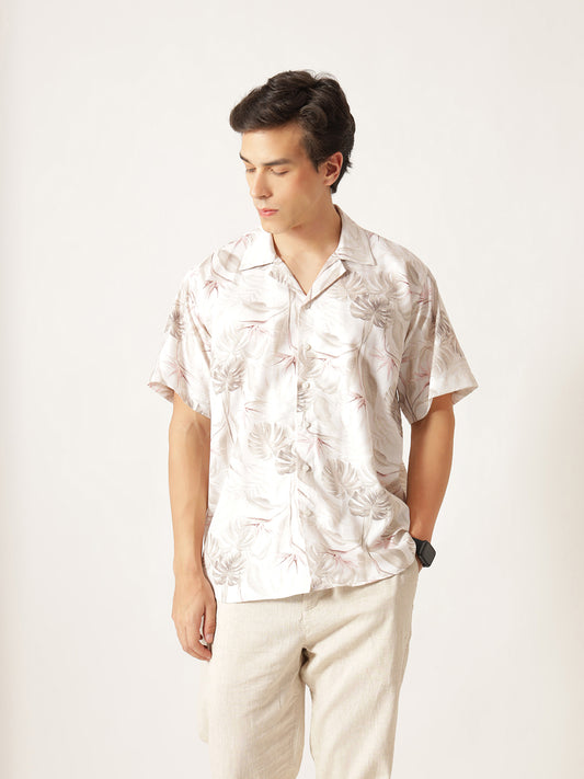 Unisex White Floral Aloha Shirt