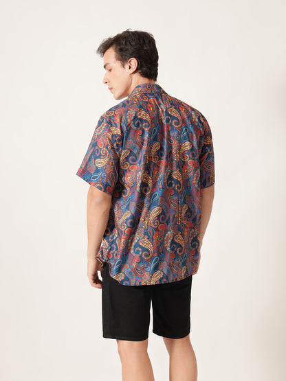 Unisex Blue Paisley Aloha Shirt