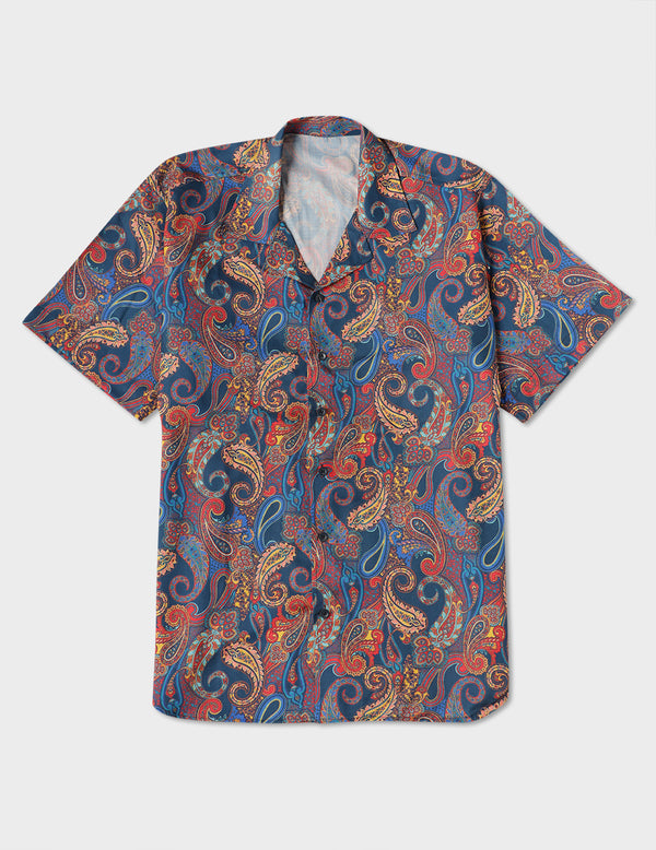 Unisex Blue Paisley Aloha Shirt