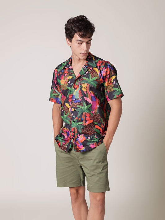 Unisex Black Exotic Aloha Shirt