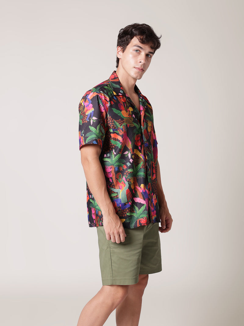 Unisex Black Exotic Aloha Shirt