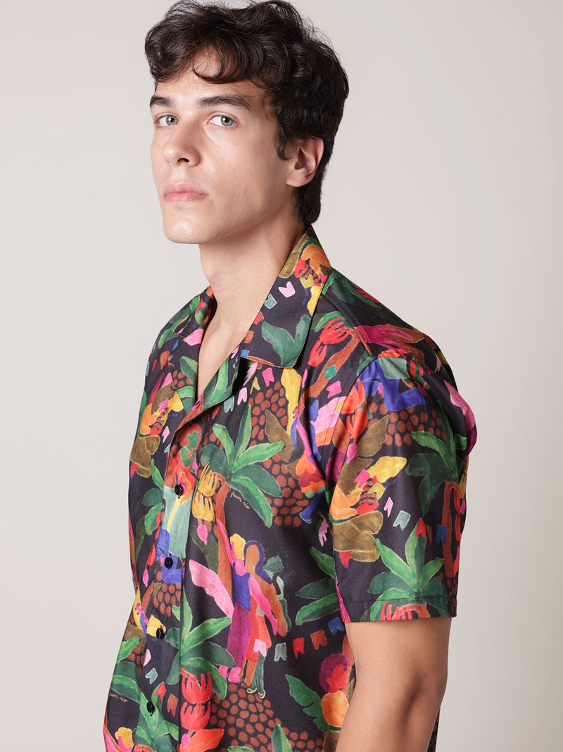 Unisex Black Exotic Aloha Shirt