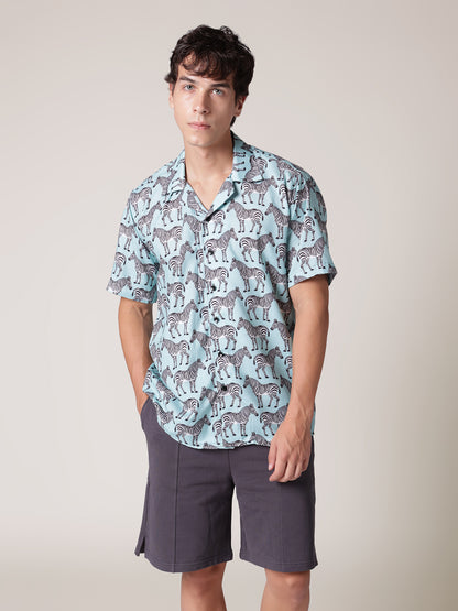 Unisex Zebra Pattern Aloha Shirt