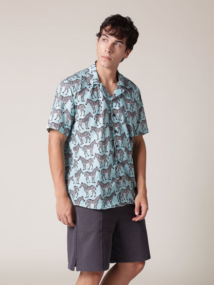 Unisex Zebra Pattern Aloha Shirt