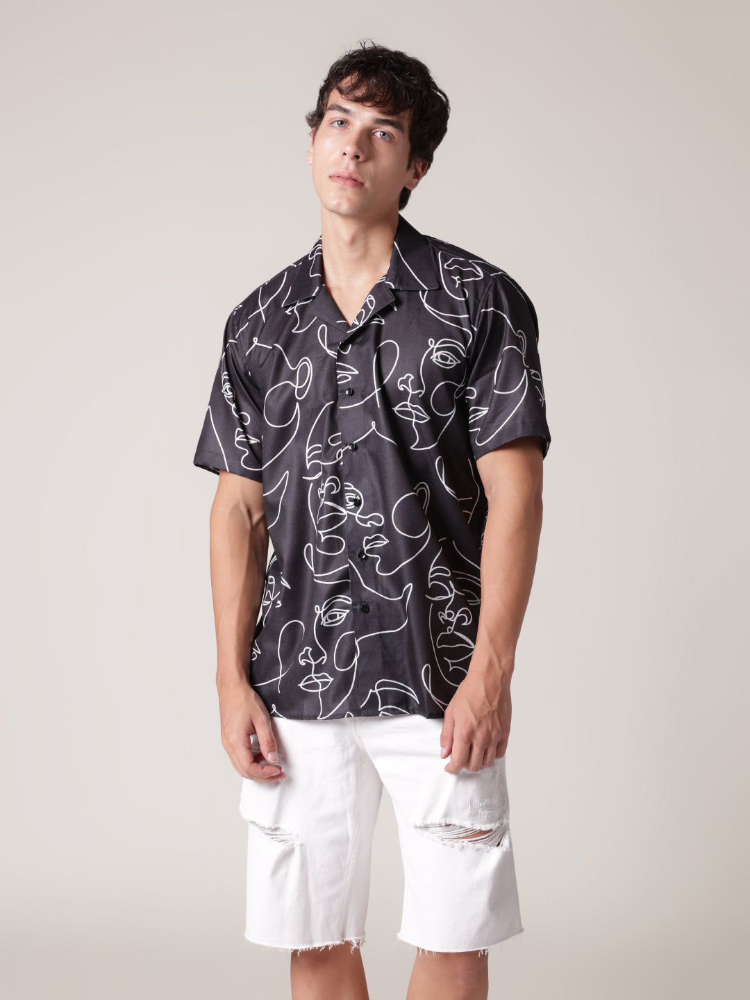 Unisex B&W Art Aloha Shirt