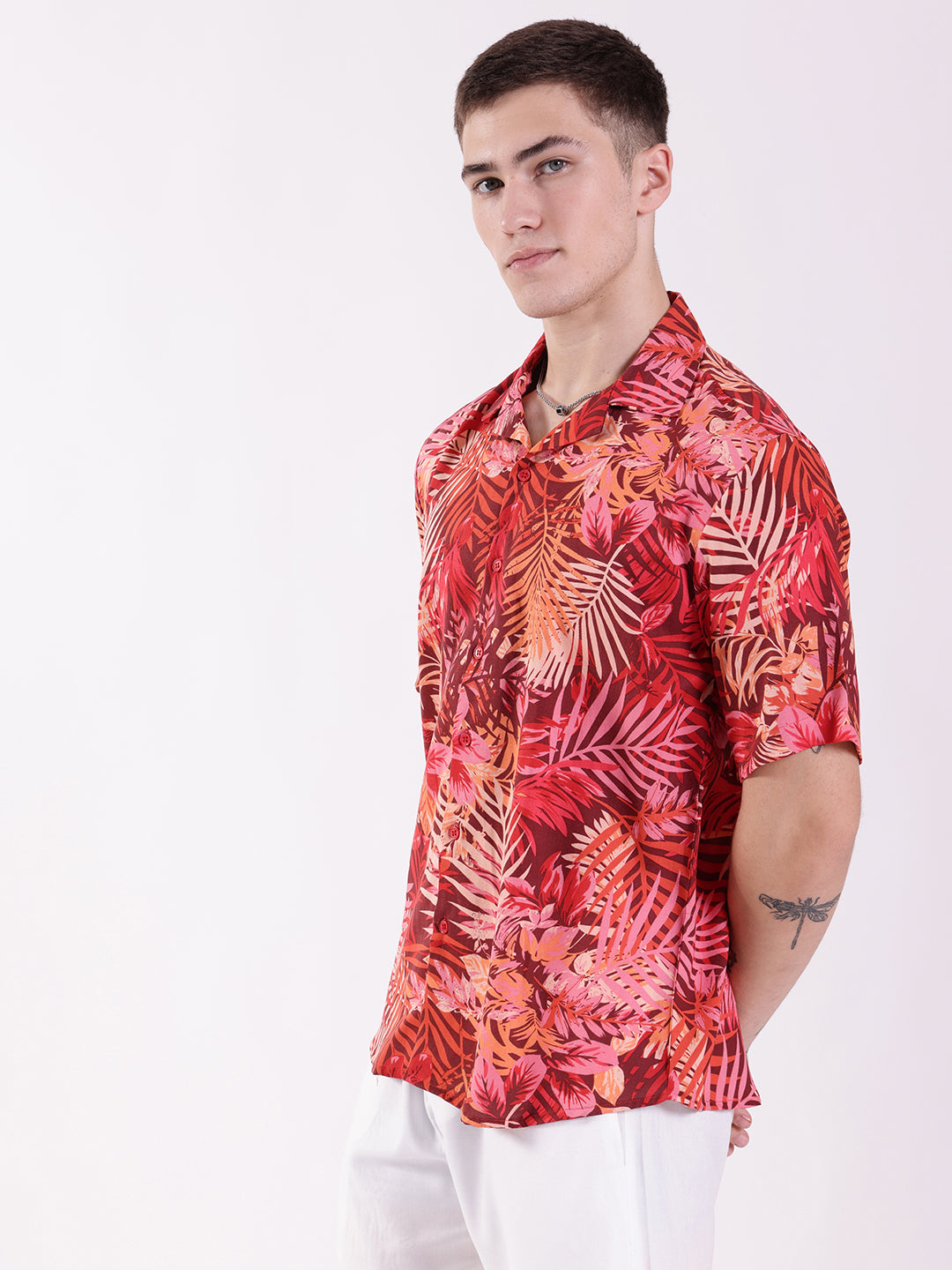 Unisex Red Tropical Aloha Shirt