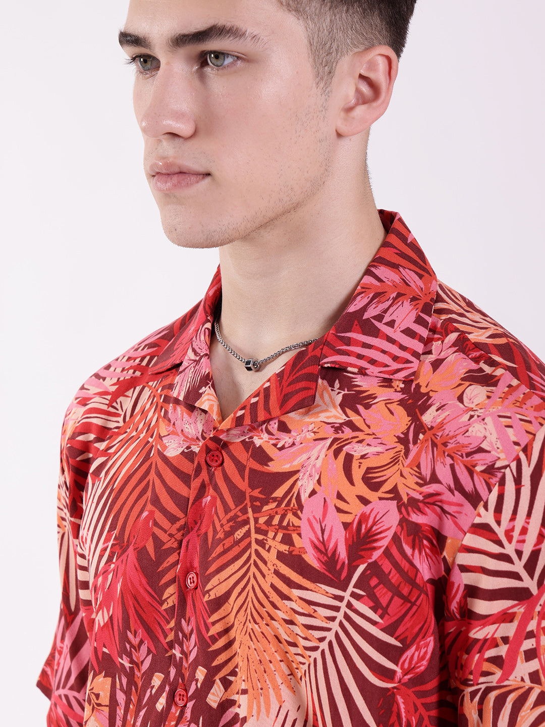 Unisex Red Tropical Aloha Shirt