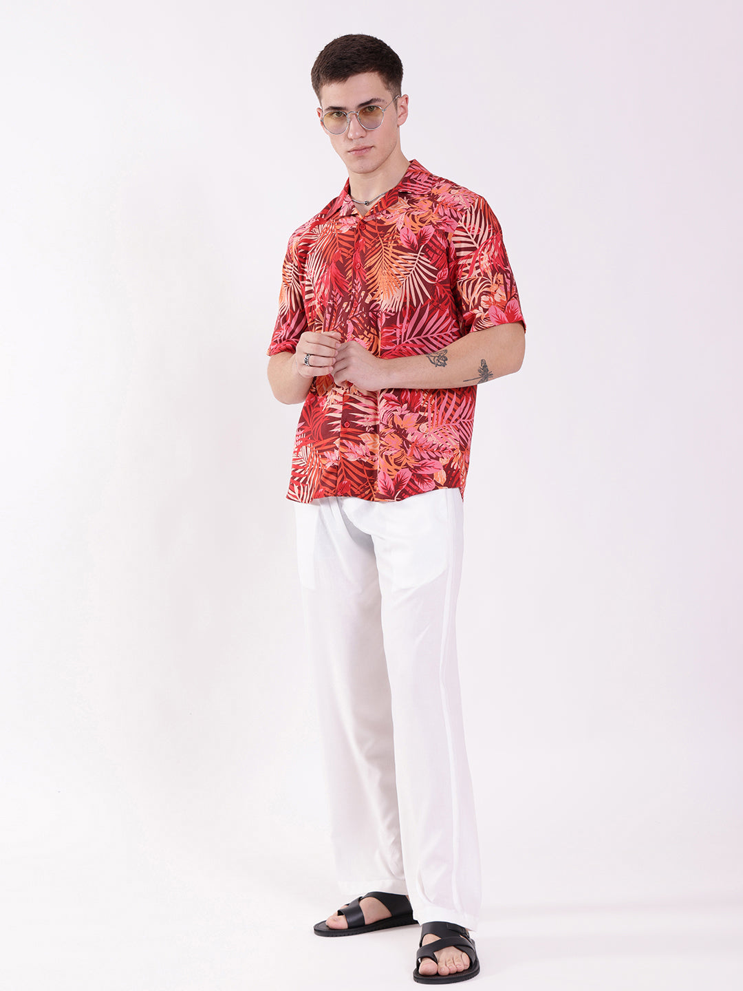 Unisex Red Tropical Aloha Shirt