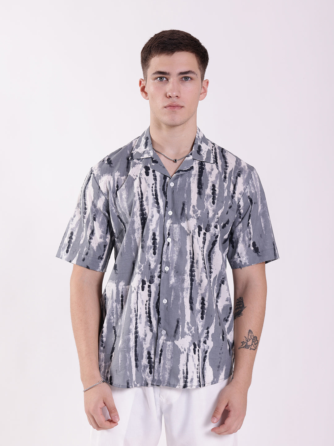 Unisex Grey Tie Dye Aloha Shirt