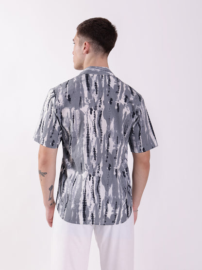 Unisex Grey Tie Dye Aloha Shirt