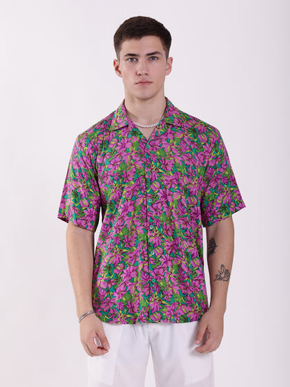 Unisex Neon Floral Aloha Shirt