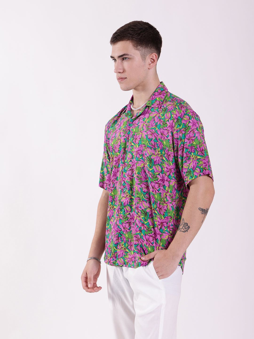 Unisex Neon Floral Aloha Shirt