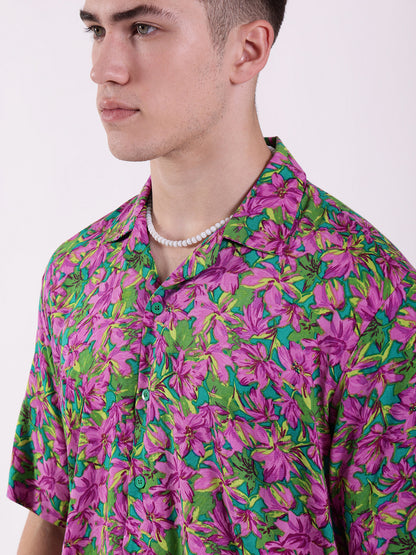 Unisex Neon Floral Aloha Shirt