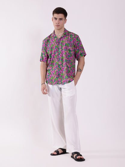 Unisex Neon Floral Aloha Shirt