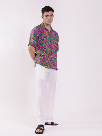 Unisex Neon Floral Aloha Shirt