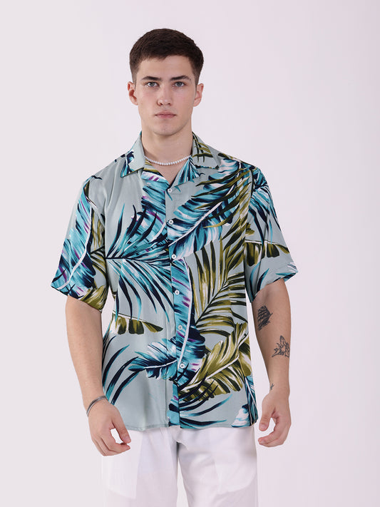 Unisex Green & Blue Tropical Hawaiian Beach Special Aloha Shirt