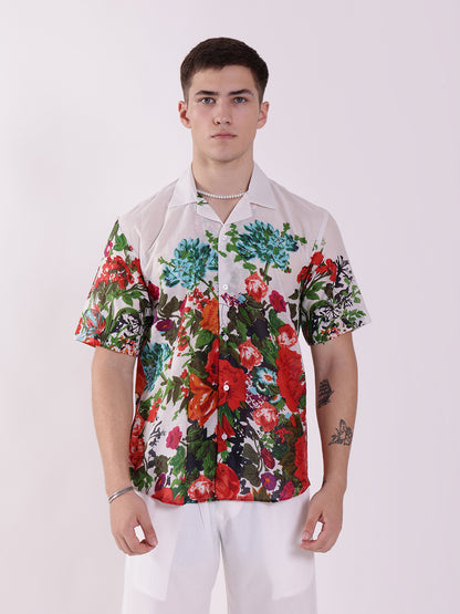 Unisex White Garden Aloha Shirt