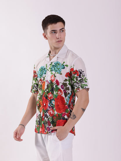 Unisex White Garden Aloha Shirt