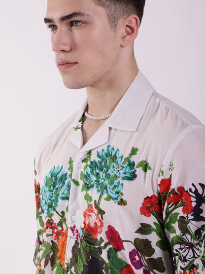 Unisex White Garden Aloha Shirt