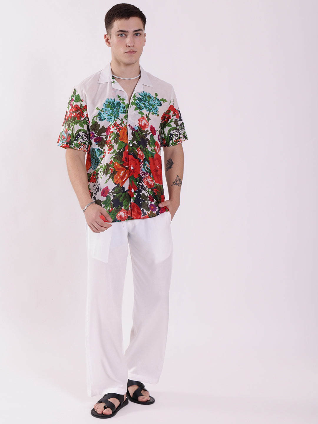 Unisex White Garden Aloha Shirt