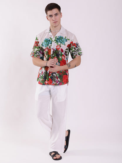 Unisex White Garden Aloha Shirt