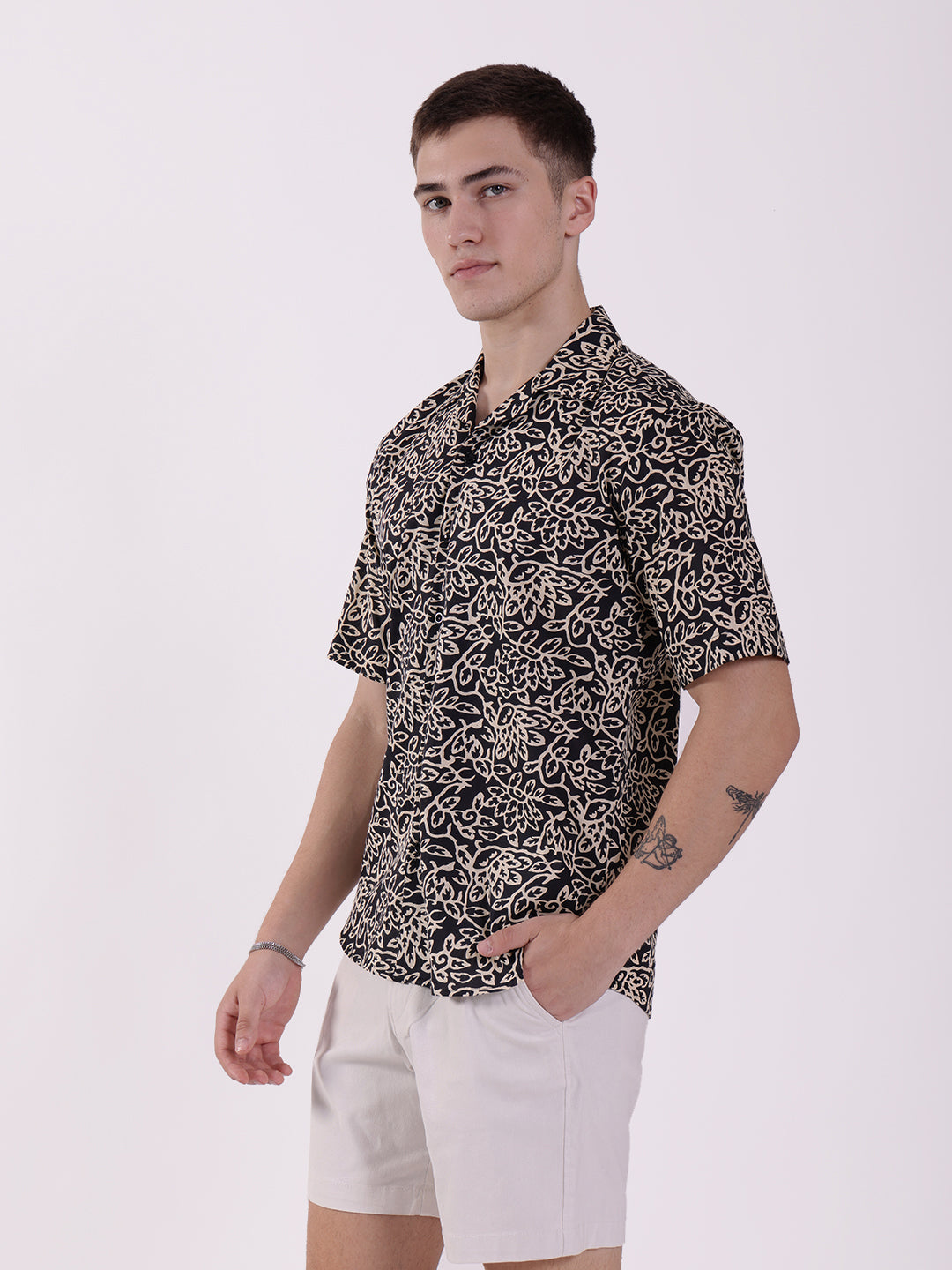 Unisex Black & Golden Tropical Shirt