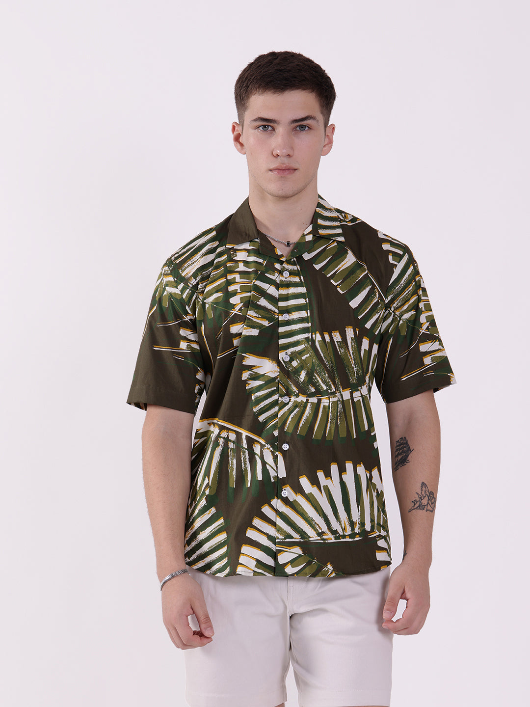 Unisex Green Palm Tropical Aloha Shirt