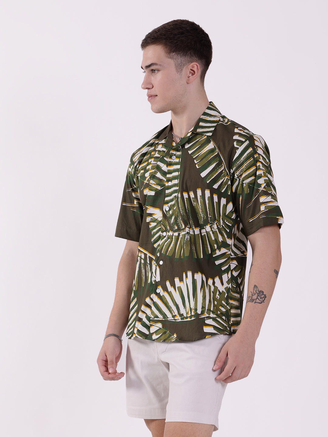 Unisex Green Palm Tropical Aloha Shirt