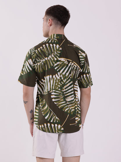 Unisex Green Palm Tropical Aloha Shirt