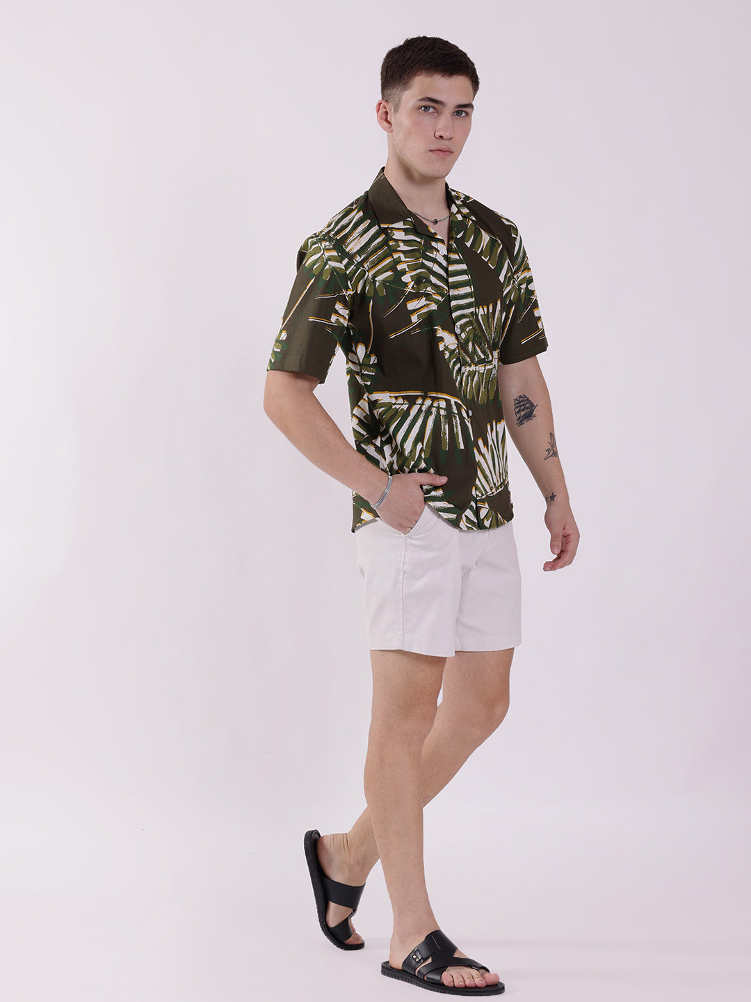 Unisex Green Palm Tropical Aloha Shirt