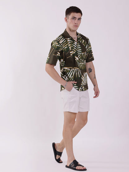 Unisex Green Palm Tropical Aloha Shirt