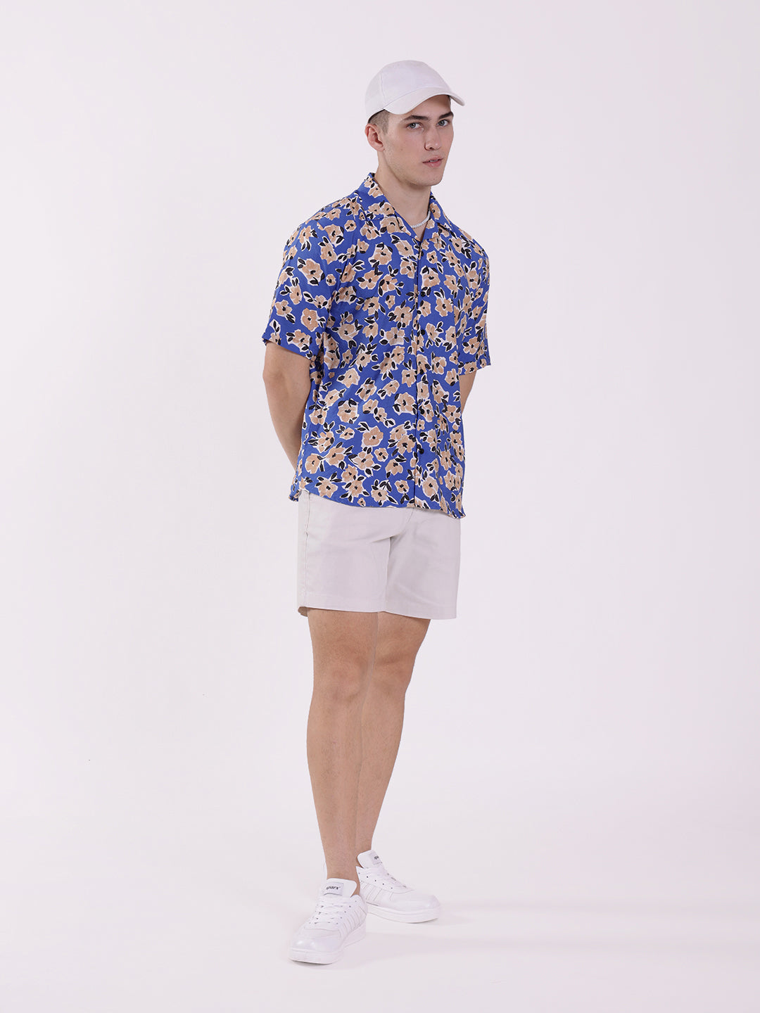 Unisex Blue Floral Pattern Aloha Shirt