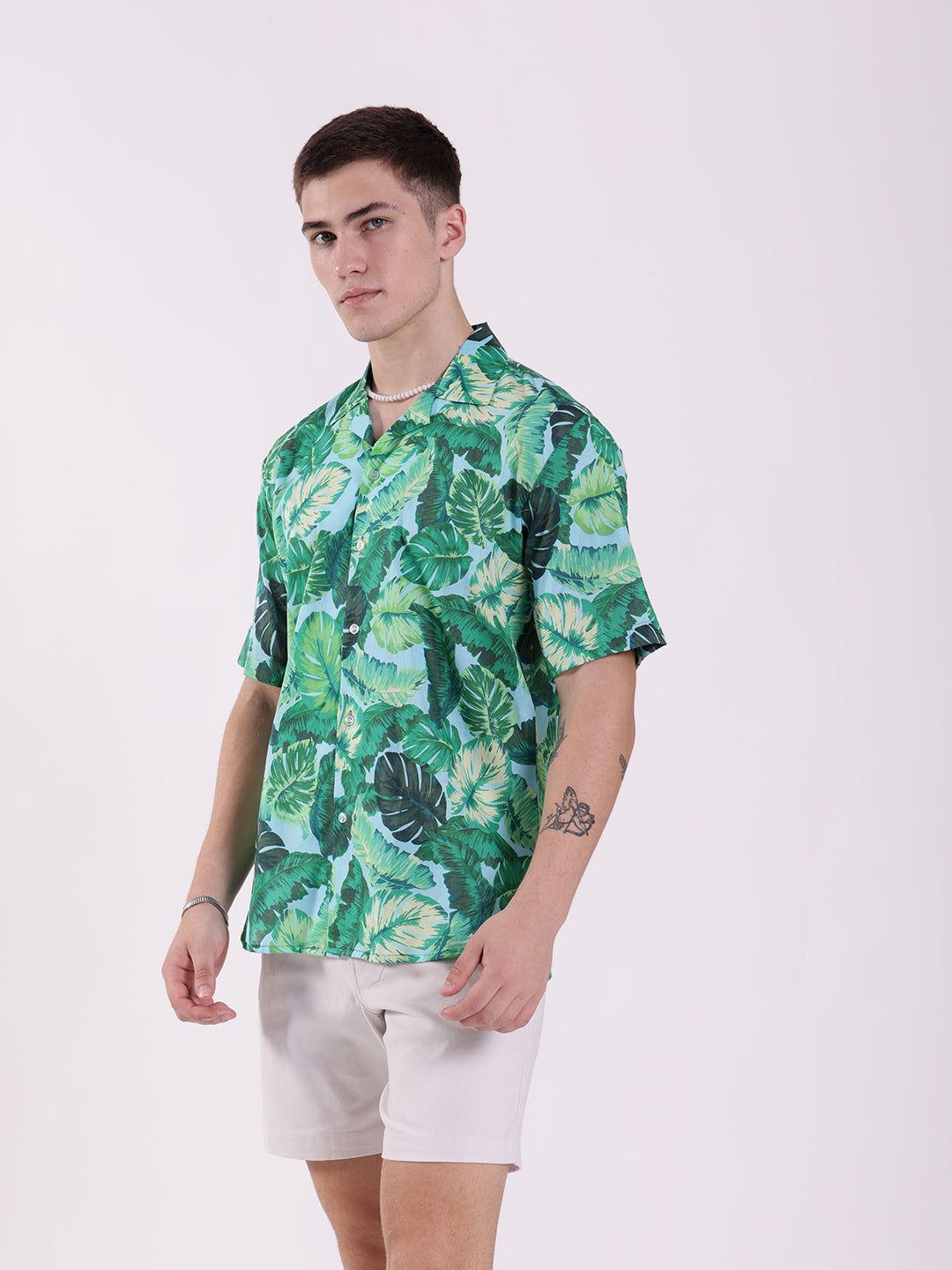 Unisex Green Tropical Art Aloha Shirt