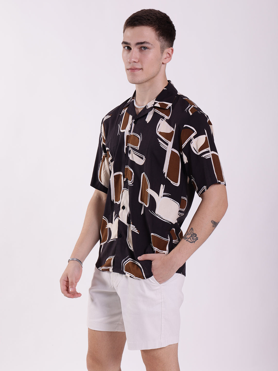 Unisex Black Abstract Art Aloha Shirt