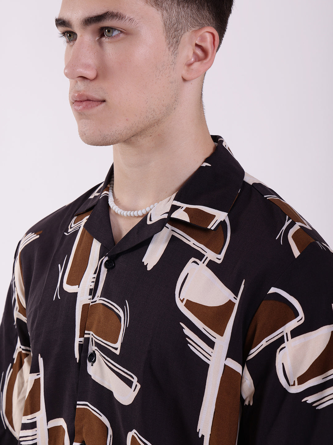 Unisex Black Abstract Art Aloha Shirt