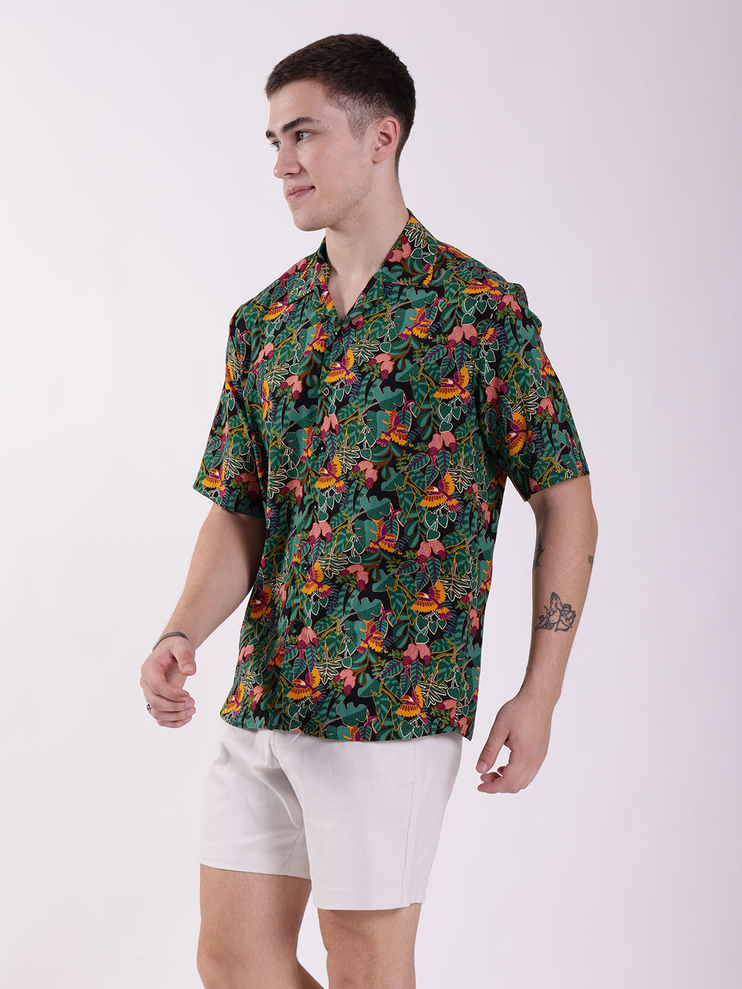 Unisex Green Toucan Art Aloha Shirt