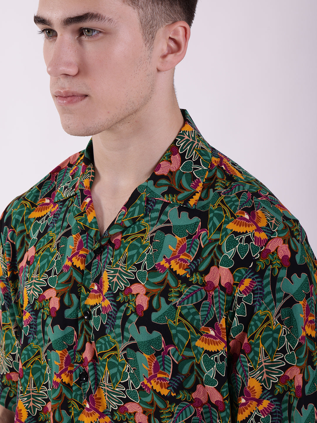 Unisex Green Toucan Art Aloha Shirt