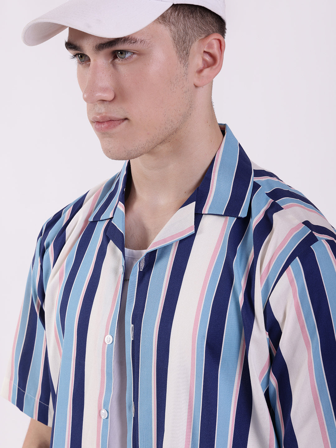 Unisex Colourful Stripe Aloha Shirt