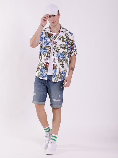 Unisex White Tropical Aloha Shirt