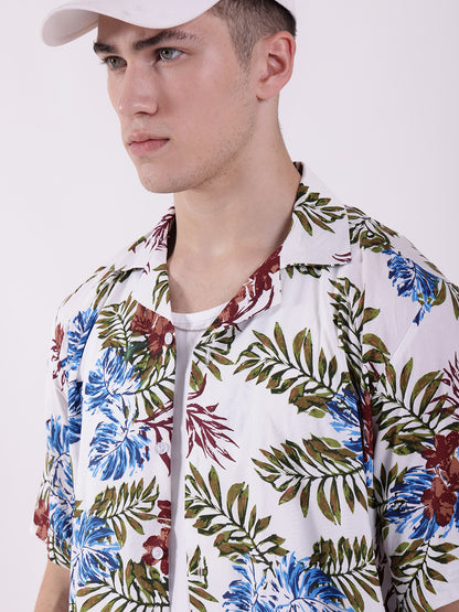 Unisex White Tropical Aloha Shirt