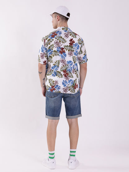 Unisex White Tropical Aloha Shirt