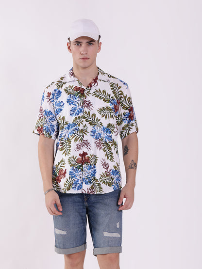 Unisex White Tropical Aloha Shirt