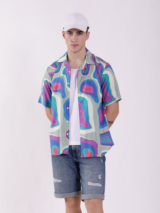 Unisex Abstract Liquid Art Aloha Shirt