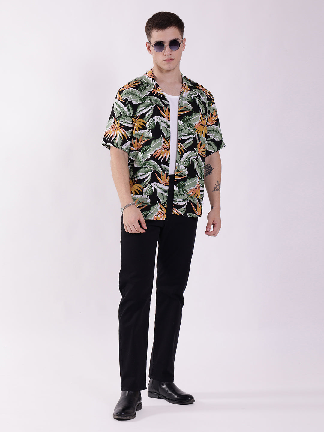 Unisex Black Tropical Aloha Shirt