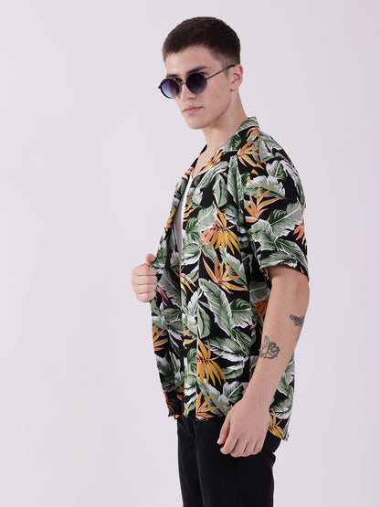 Unisex Black Tropical Aloha Shirt