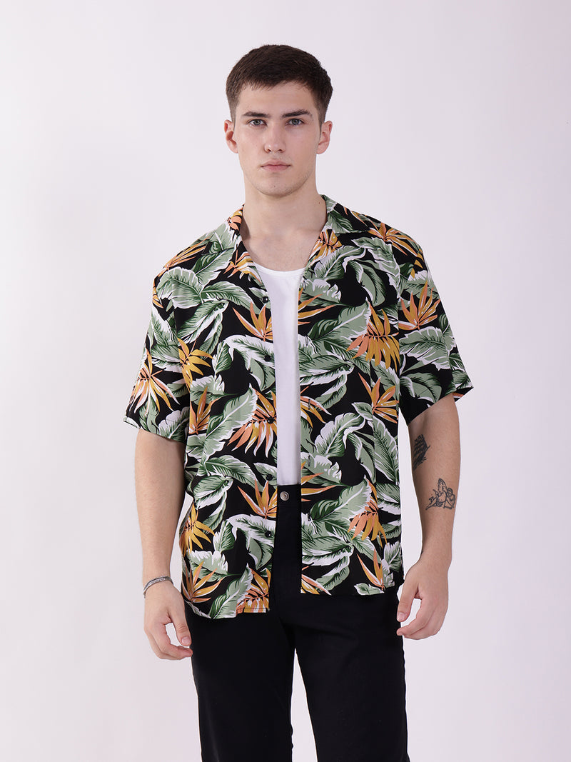 Unisex Black Tropical Aloha Shirt