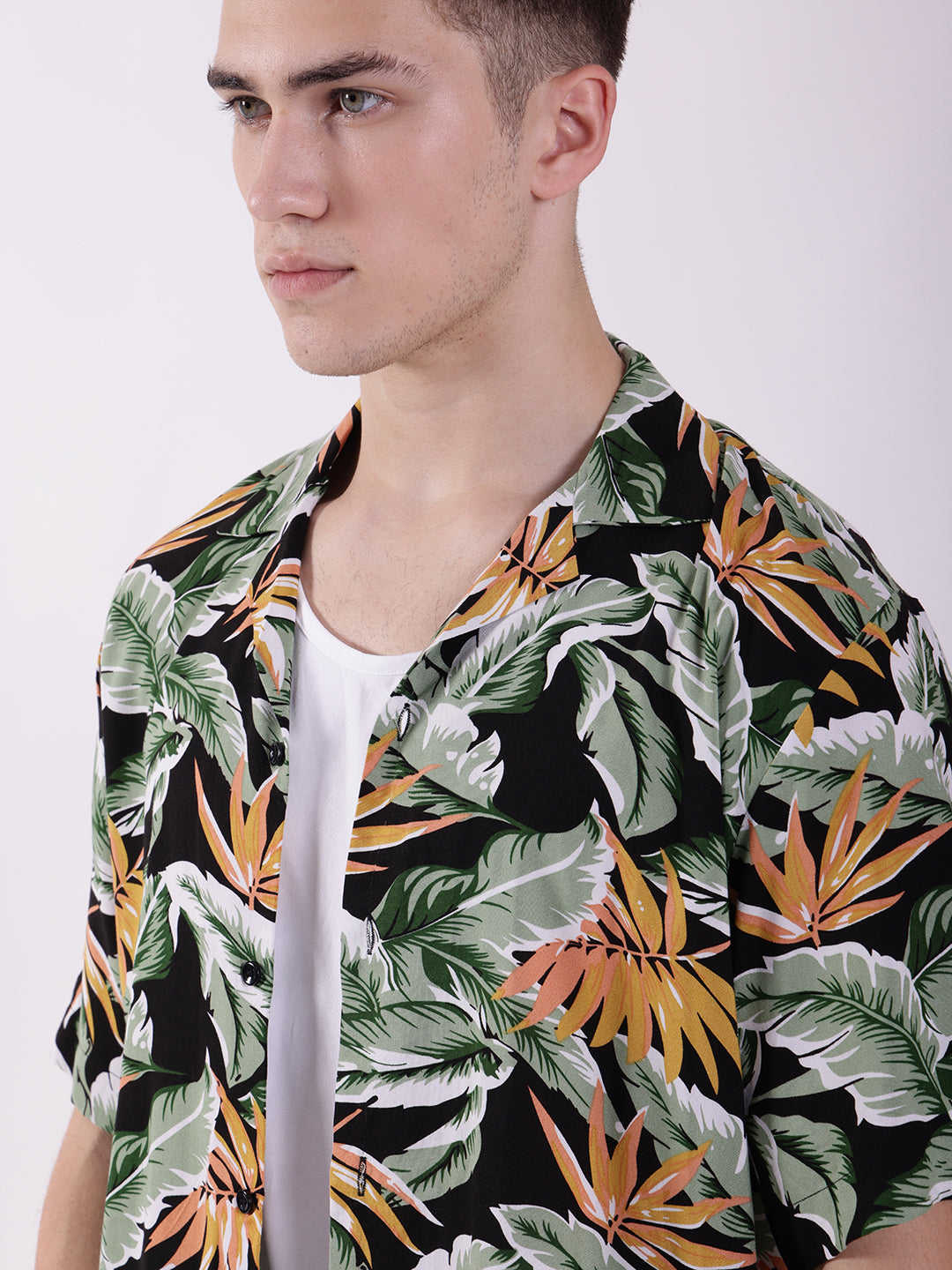 Unisex Black Tropical Aloha Shirt